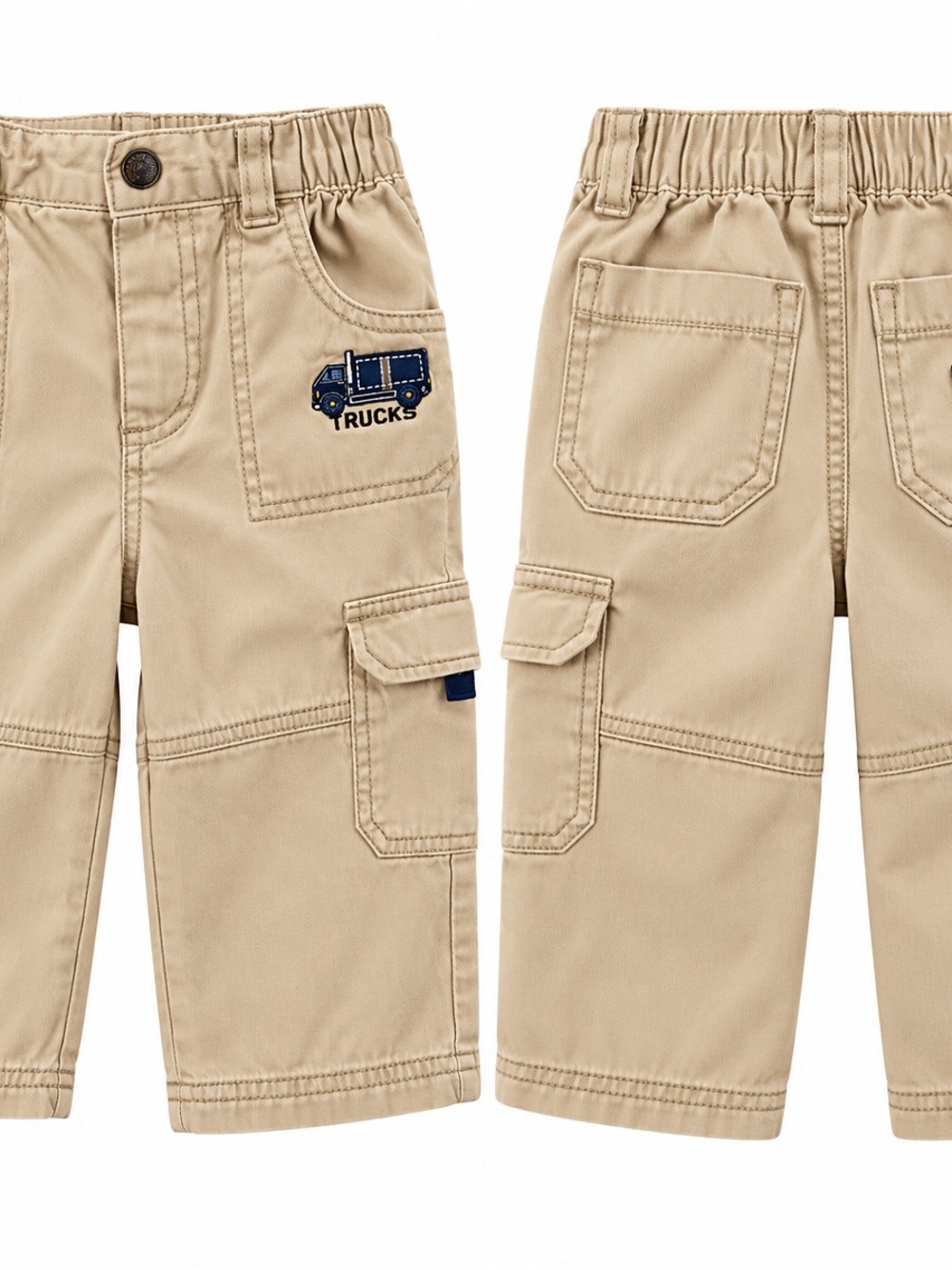 Koala Kids Khaki Cargo Pants with Navy Truck Accent